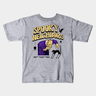 Funny Spooky Neighbors Vintage Illustration Tee: Retro Ghostly Laughs Kids T-Shirt